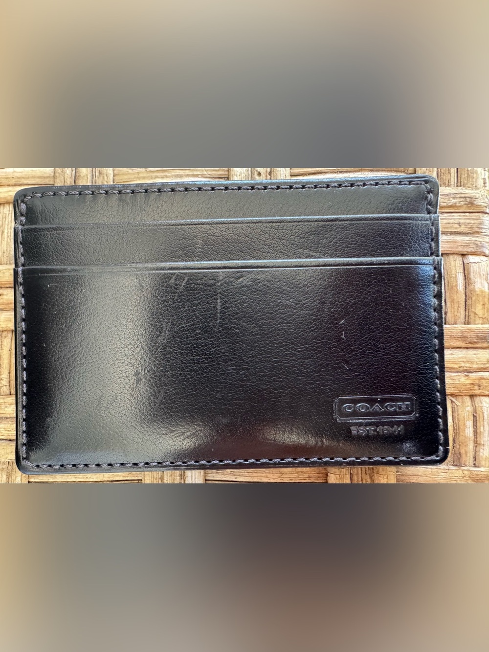 Coach Thin Wallet with Money Clip Black Leather